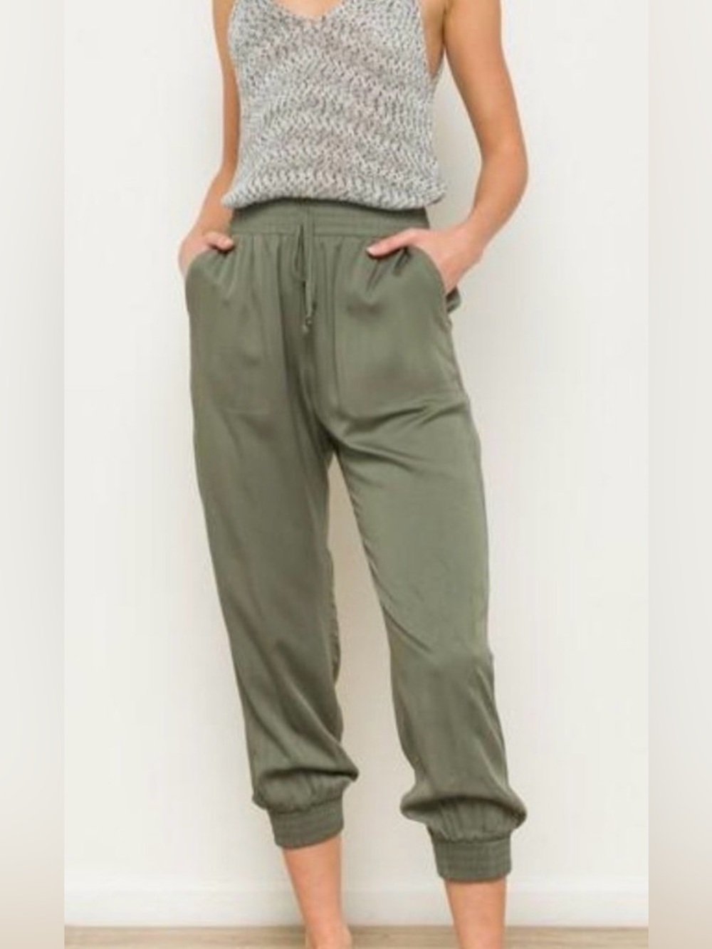 Hem & Thread Olive Green Drawstring Jogger Pants